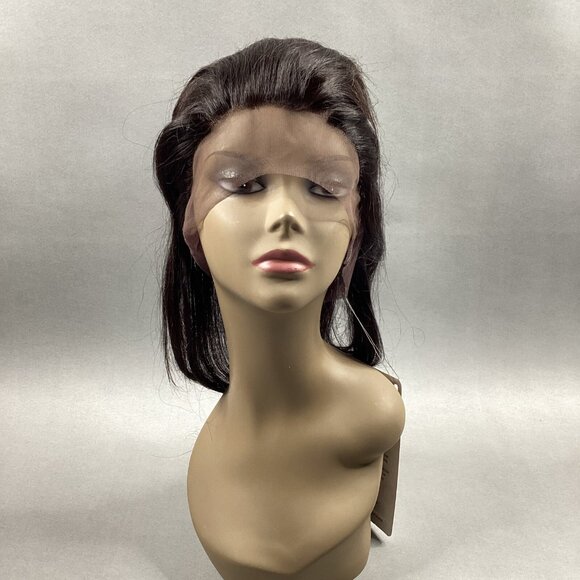 Straight 12” #Natural Black 100% Human Hair 360° Full Cap Lace Frontal - Picture 2 of 11